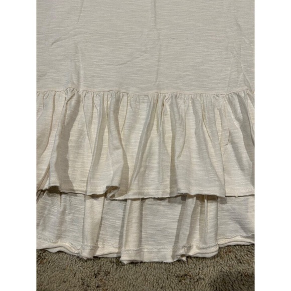 AMERICAN EAGLE size M Tank Top LOOSE & FLOWY Ruffled bottom SLITS Beige *NEW B23 - Picture 7 of 7